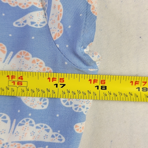 Loft Midi Dress Size 8 Blue Dragonflies Cap Sleeve 12 Inch Slit Back Zip Viscose - Picture 9 of 11